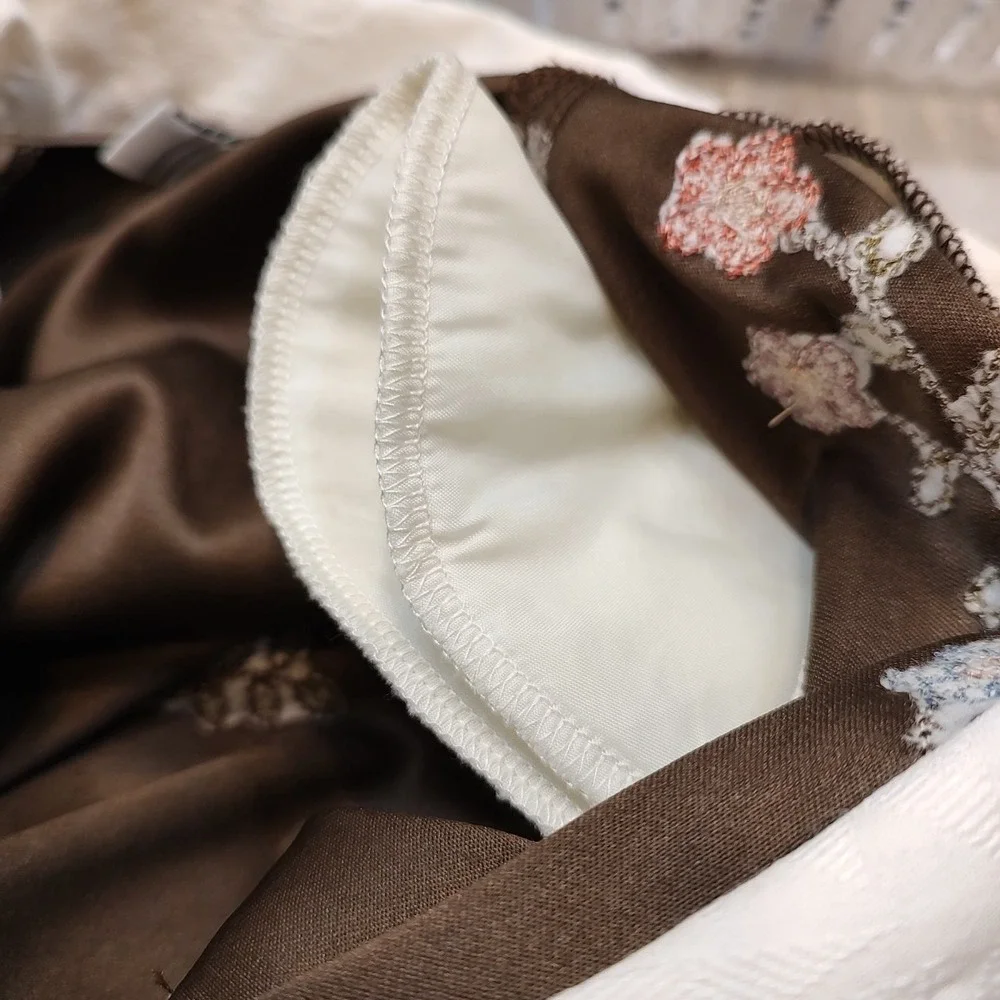 Alfred‎ Dunner Sz 14 Y2K Embroidered Floral Vest Blouse Brown Cottagecore Boho